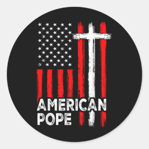 Sticker Rond Drapeau vintage Américain Catholicisme premier nom