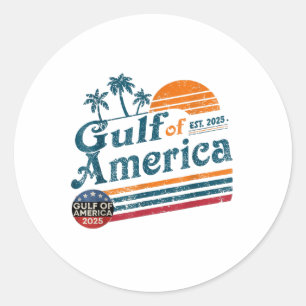 Sticker Rond Drapeau Vintage Américain Rétro Mexique Golfe d'Am