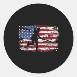 Sticker Rond Drapeau vintage de hockey sur gazon Usa