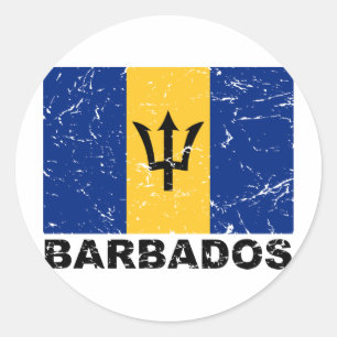 Sticker Rond Drapeau Vintage de la Barbade