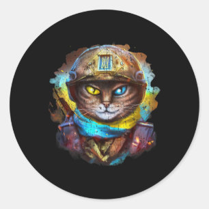 Sticker Rond Drapeau vintage de soutien de soldat ukrainien de