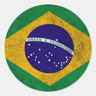 Sticker Rond Drapeau Vintage du Brésil