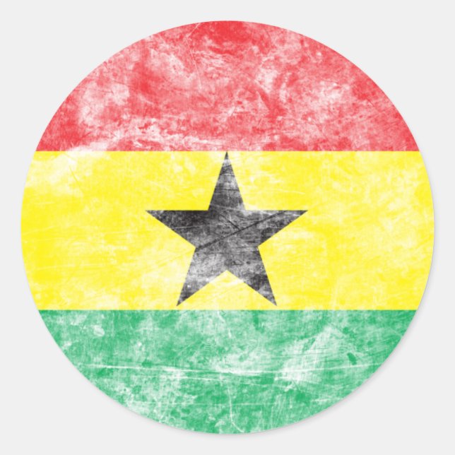 Sticker Rond Drapeau vintage du Ghana (Devant)
