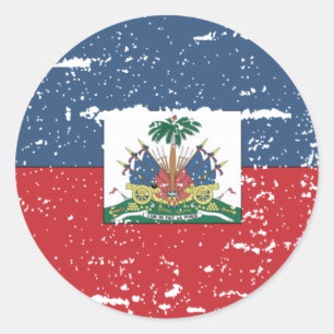 Sticker Rond Drapeau vintage du Haïti