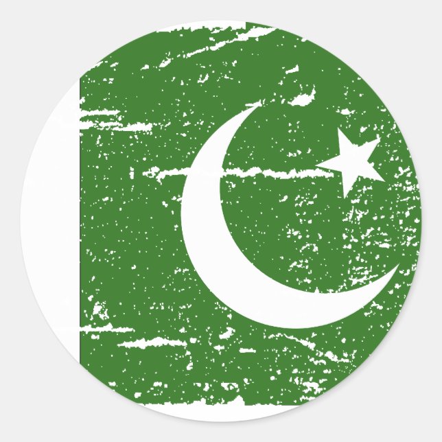 Sticker Rond Drapeau vintage du Pakistan (Devant)