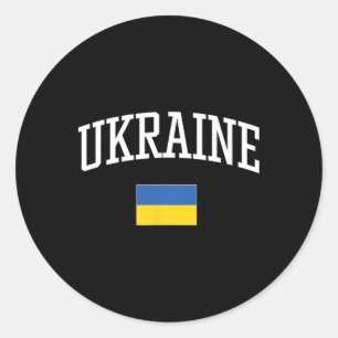 Sticker Rond Drapeau Vintage D'Ukraine Amour De Votre Pays 