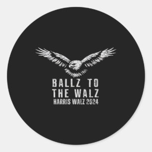 Sticker Rond Drapeau vintage Eagle Usa Harris Waltz 2024 Ballz