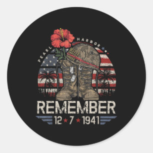 Sticker Rond Drapeau vintage Hawaii Usa Tee, Pearl Harbour
