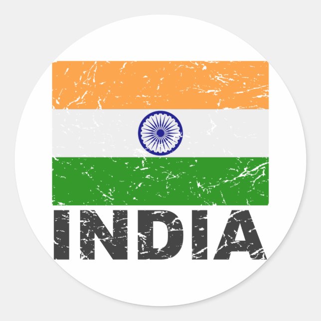 Sticker Rond Drapeau Vintage indien (Devant)