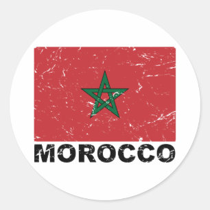 Sticker Rond Drapeau Vintage Maroc