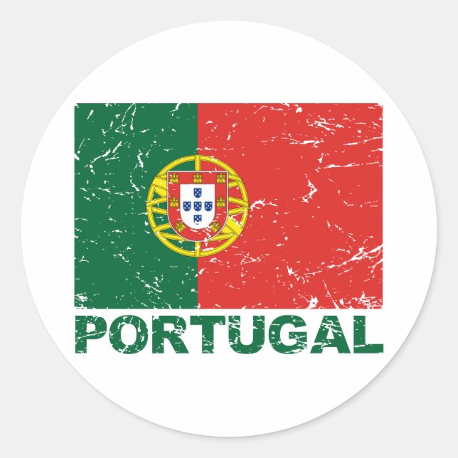 Sticker Rond Drapeau Vintage Portugal (Devant)