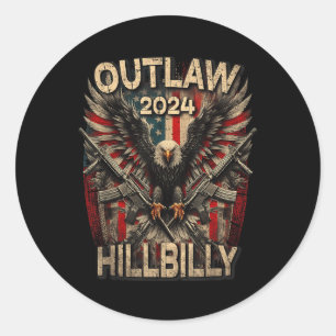 Sticker Rond Drapeau Vintage Trump Vance 2024 hors-la-loi Hillb