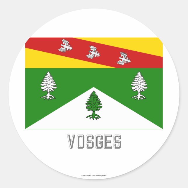 Sticker Rond Drapeau Vosges avec nom (Devant)