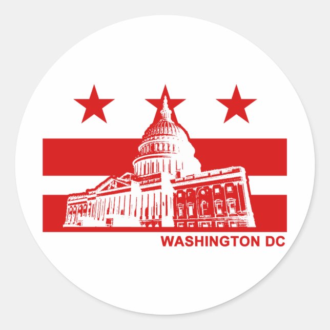 Sticker Rond Drapeau Washington DC (Devant)