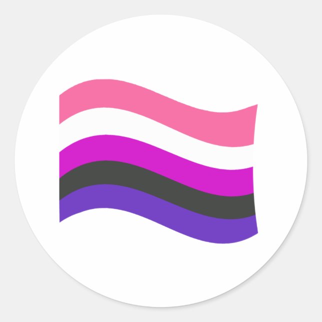 Sticker Rond Drapeau Wavy Genderfluide Fide (Devant)