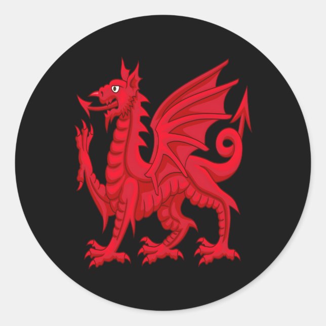 Sticker Rond Drapeau Welsh Dragon Cymru Cardiff Welsh (Devant)