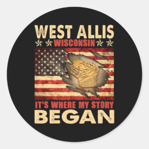 Sticker Rond Drapeau West Allis Wisconsin Usa 4 juillet