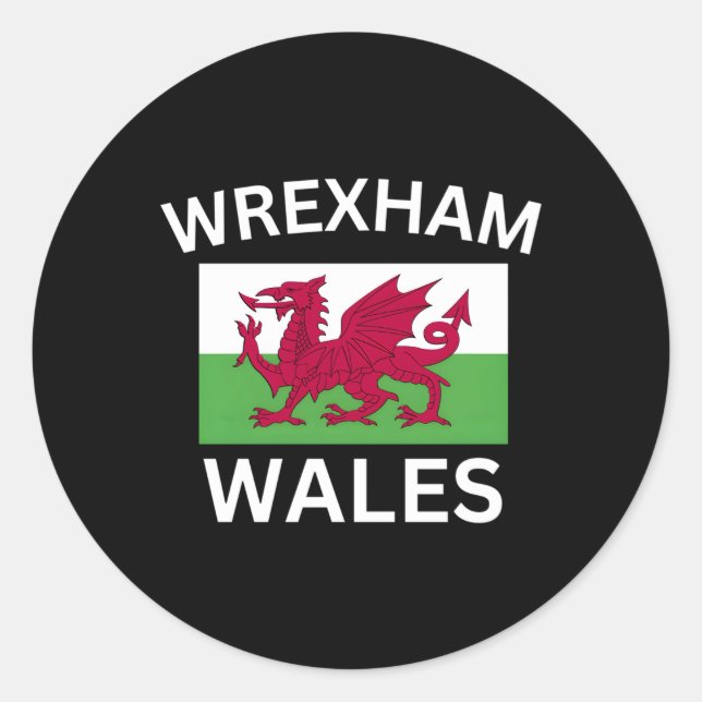 Sticker Rond Drapeau Wrexham (Devant)