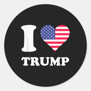 Sticker Rond Drapeaux américains Coeur J'aime Trump