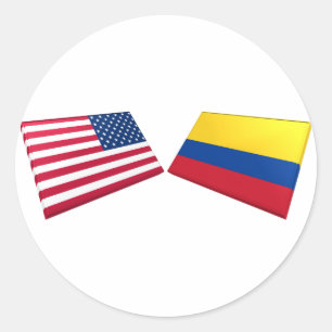 Sticker Rond Drapeaux américains et colombiens