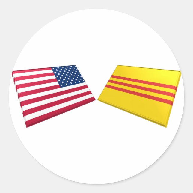Sticker Rond Drapeaux américains et vietnamiens (Vietnam du Sud (Devant)