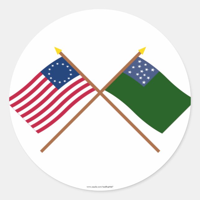 Sticker Rond Drapeaux Betsy Ross et Green Mountain Boys (Devant)