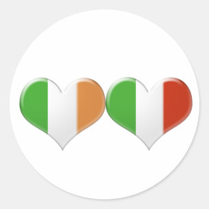 Sticker Rond Drapeaux cardiaques italiens et irlandais