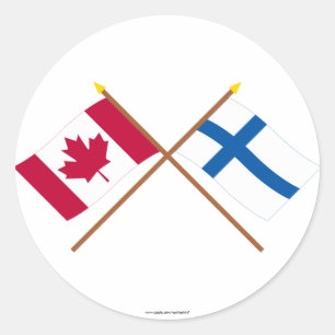 Sticker Rond Drapeaux croisés Canada et Finlande