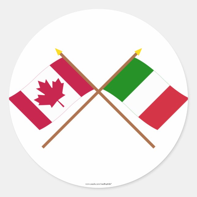 Sticker Rond Drapeaux croisés Canada et Italie (Devant)