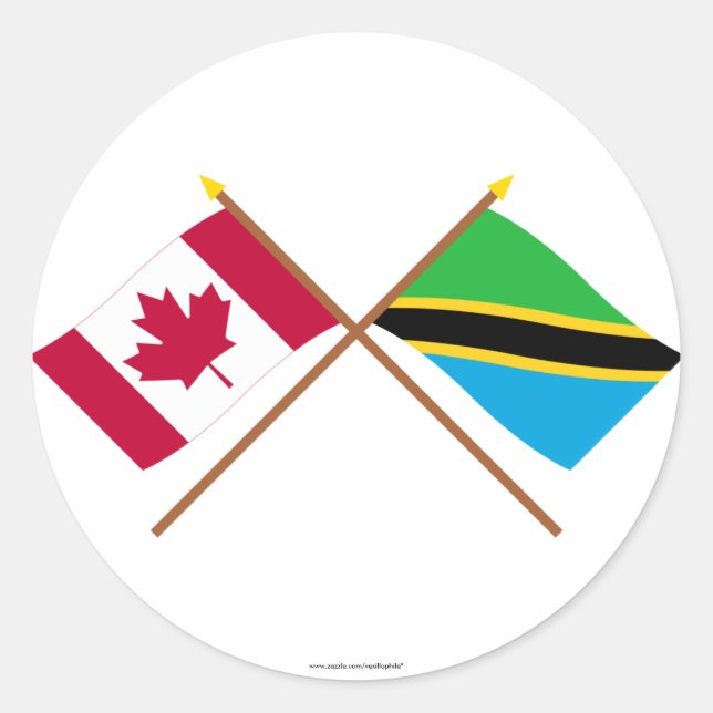 Sticker Rond Drapeaux croisés Canada et Tanzanie (Devant)