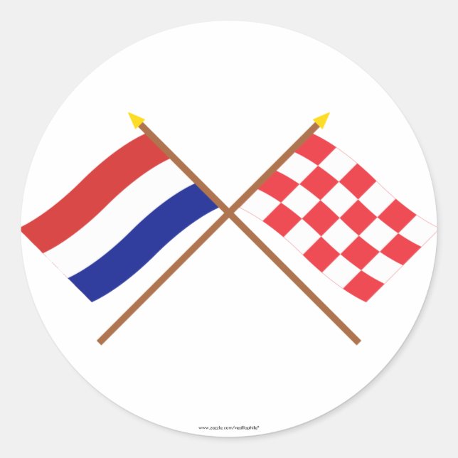 Sticker Rond Drapeaux croisés de Hollande et de Noord-Brabant (Devant)
