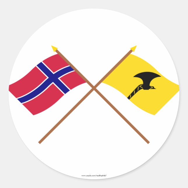 Sticker Rond Drapeaux croisés de Norvège et de Telemark (Devant)