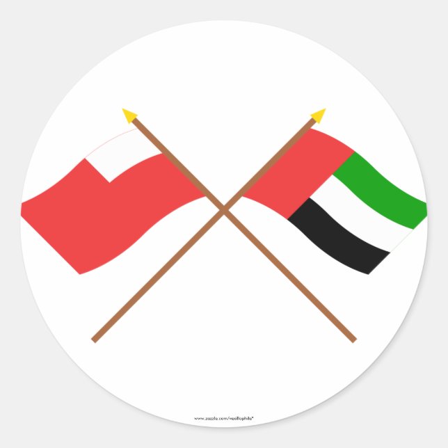 Sticker Rond Drapeaux croisés des Émirats arabes unis et d'Abou (Devant)