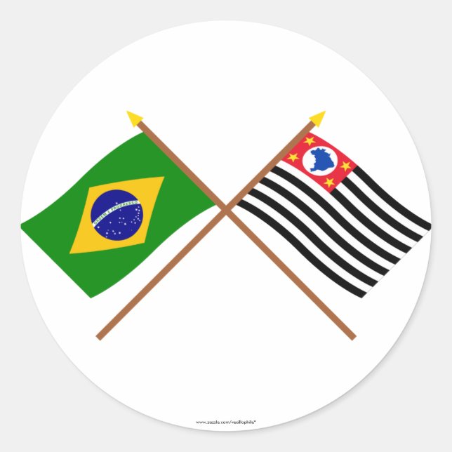 Sticker Rond Drapeaux croisés du Brésil et de São Paulo (Devant)