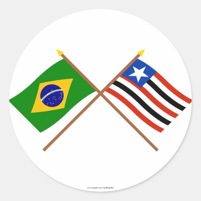 Sticker Rond Drapeaux croisés du Brésil et Maranhão (Devant)