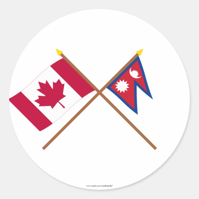 Sticker Rond Drapeaux croisés du Canada et du Népal (Devant)