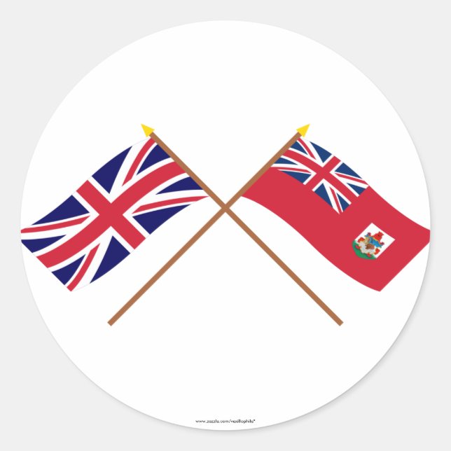 Sticker Rond Drapeaux croisés du Royaume-Uni et des Bermudes (Devant)