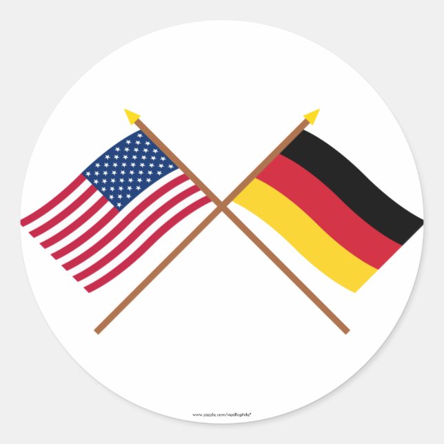 Sticker Rond Drapeaux croisés États-Unis et Allemagne (Devant)