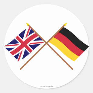 Sticker Rond Drapeaux croisés Royaume-Uni et Allemagne