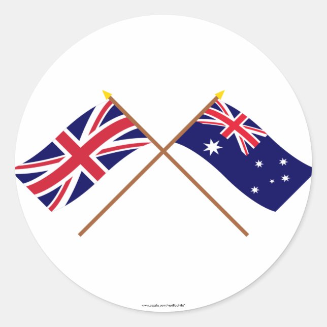 Sticker Rond Drapeaux croisés Royaume-Uni et Australie (Devant)