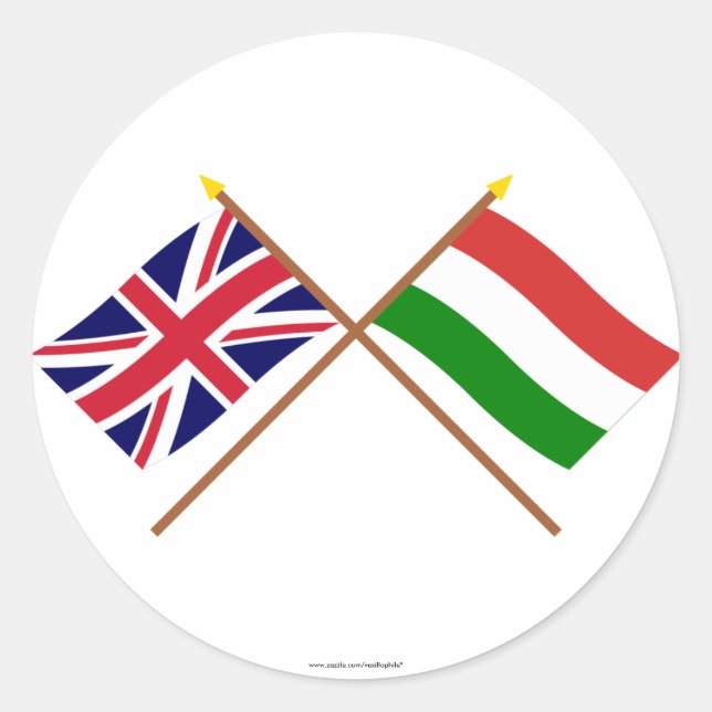 Sticker Rond Drapeaux croisés Royaume-Uni et Hongrie (Devant)