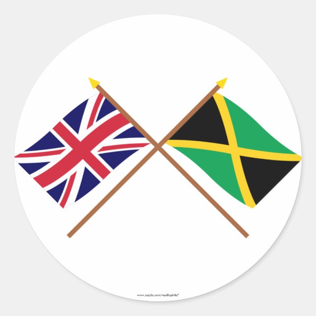 Sticker Rond Drapeaux croisés Royaume-Uni et Jamaïque (Devant)