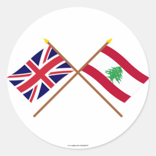 Sticker Rond Drapeaux croisés Royaume-Uni et Liban