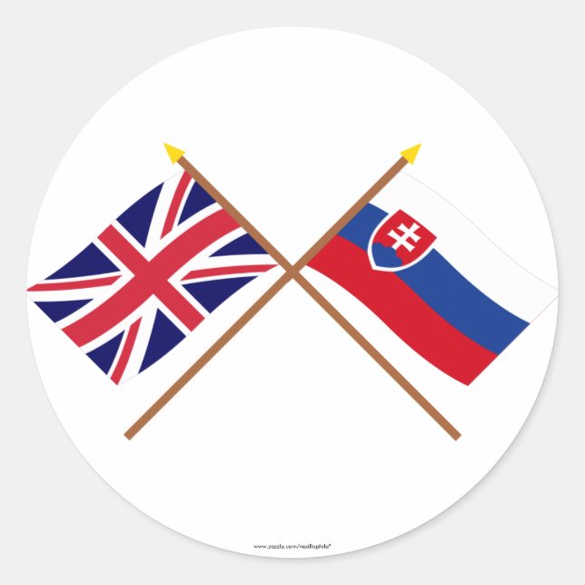 Sticker Rond Drapeaux croisés Royaume-Uni et Slovaquie (Devant)
