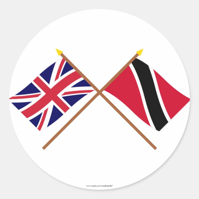 Sticker Rond Drapeaux croisés Royaume-Uni et Trinité-et-Tobago (Devant)