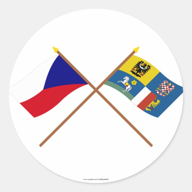 Sticker Rond Drapeaux croisés Tchèque et Moravie-Silésie (Devant)
