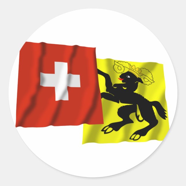 Sticker Rond Drapeaux d'armure Suisse et Schaffhausen (Devant)