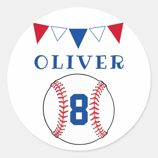 Sticker Rond Drapeaux de baseball Ball Bunting Anniversaire de  (Devant)