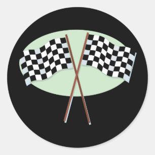 Sticker Rond Drapeaux de course croisés