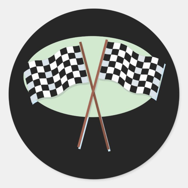 Sticker Rond Drapeaux de course croisés (Devant)